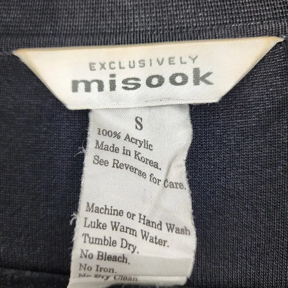 Misook Women's Black Open Front Hem Split  Pocket Knit Sweater Size Small